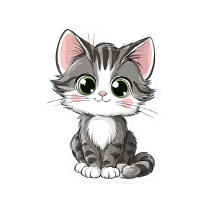 Cute Kitten Clipart Vinyl Car Decal Sticker – Waterproof & UV-Resistant 3.4133333333333336"