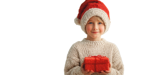 Festive Boy With Gift Vinyl Car Decal Sticker – Waterproof & UV-Resistant 5.12"