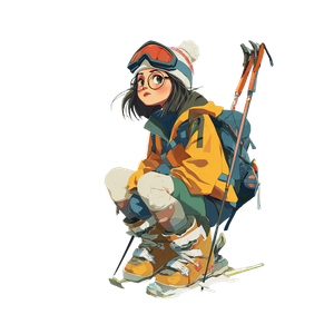 Anime Girl Skiing Vinyl Car Decal Sticker – Waterproof & UV-Resistant 3.4133333333333336"