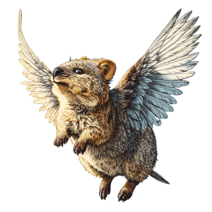 Winged Quokka Flying Vinyl Car Decal Sticker – Waterproof & UV-Resistant 3.4133333333333336"