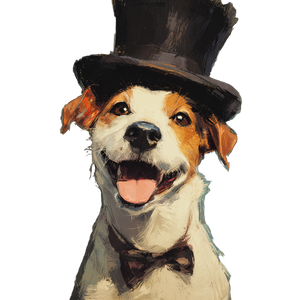 Dog In Top Hat Vinyl Car Decal Sticker – Waterproof & UV-Resistant 3.4133333333333336"
