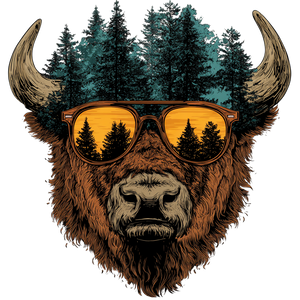 Bison Sunglasses Cartoon Vinyl Car Decal Sticker – Waterproof & UV-Resistant 6.826666666666667"