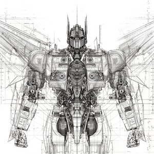 Transformer Blueprint Design Vinyl Car Decal Sticker – Waterproof & UV-Resistant 3.4133333333333336"