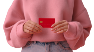 Woman Holding Card V2 Vinyl Car Decal Sticker – Waterproof & UV-Resistant 5.4