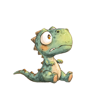 Nervous Dinosaur Chibi Vinyl Car Decal Sticker – Waterproof & UV-Resistant 3.4133333333333336"