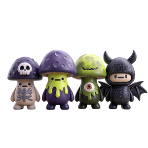 Spooky Mushroom Characters Vinyl Car Decal Sticker – Waterproof & UV-Resistant 3.4133333333333336"
