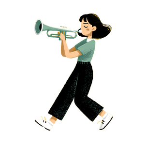 Cartoon Trumpet Player Vinyl Car Decal Sticker – Waterproof & UV-Resistant 3.4133333333333336"