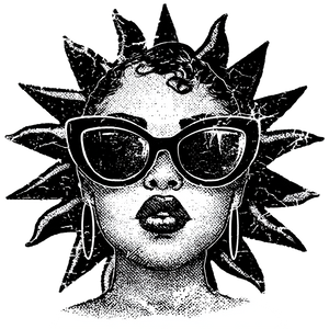 Stylized Sun Girl Vinyl Car Decal Sticker – Waterproof & UV-Resistant 3.4133333333333336"