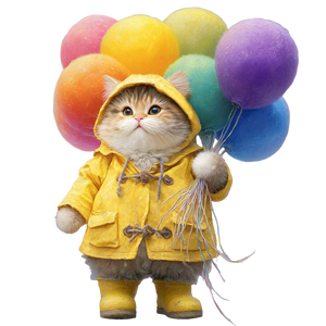 Cat With Balloons Vinyl Car Decal Sticker – Waterproof & UV-Resistant 6.826666666666667"