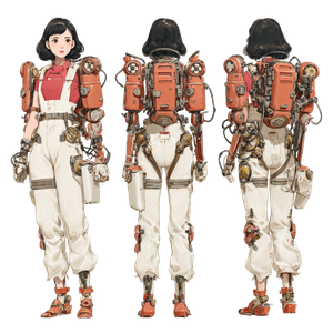 Mechanical Exoskeleton Girl V2 Vinyl Car Decal Sticker – Waterproof & UV-Resistant 3.4133333333333336"