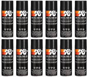 12x Enhance K&N Air Filter Performance | Air Filter Oil | 12.25oz Aerosol Can | Convenient & Effective