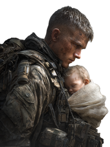Soldier With Baby V4 Vinyl Car Decal Sticker – Waterproof & UV-Resistant 8.213333333333333"
