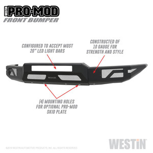 Westin Automotive Pro-Mod Bumper | Lightweight Steel Design, Mesh Screen, LED Light Kits Compatible, Textured Black, Easy Installation