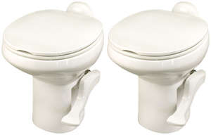 2x Upgrade Your RV Bathroom with Aqua Magic Style II Toilet | High Profile Round Seat | Pedal Flush Bone Finish