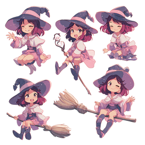 Kawaii Witch Girl Vinyl Car Decal Sticker – Waterproof & UV-Resistant 6.826666666666667"