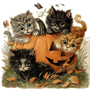 Kittens With Pumpkin Vinyl Car Decal Sticker – Waterproof & UV-Resistant 3.4133333333333336"