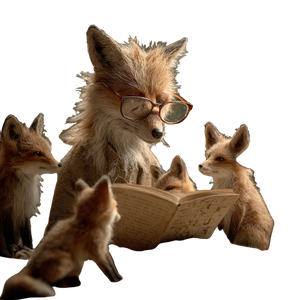 Elderly Fox Reading Vinyl Car Decal Sticker – Waterproof & UV-Resistant 6.826666666666667"