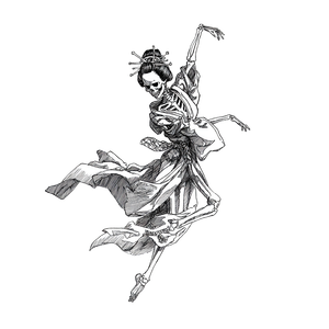 Skeleton Geisha Tattoo Vinyl Car Decal Sticker – Waterproof & UV-Resistant 6.826666666666667"