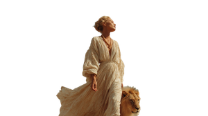 Woman Leading Lion V2 Vinyl Car Decal Sticker – Waterproof & UV-Resistant 5.4