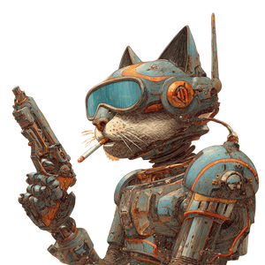 Robot Cat Smoking Vinyl Car Decal Sticker – Waterproof & UV-Resistant 6.826666666666667"