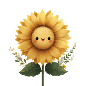 Kawaii Sunflower Illustration Vinyl Car Decal Sticker – Waterproof & UV-Resistant 3.4133333333333336"