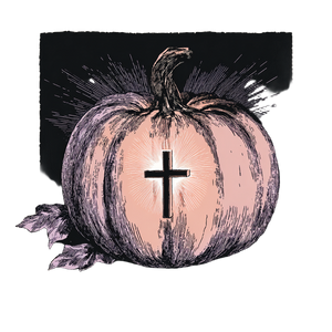 Glowing Cross Pumpkin Vinyl Car Decal Sticker – Waterproof & UV-Resistant 3.4133333333333336"