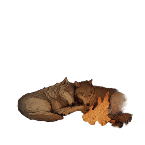 Wolves Cuddling By Fire Vinyl Car Decal Sticker – Waterproof & UV-Resistant 3.4133333333333336"