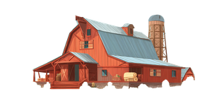 Farm Hall Cartoon Vinyl Car Decal Sticker – Waterproof & UV-Resistant 2.56"