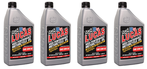 4x Lucas Oil SAE 20W-50 High Performance Motorcycle Oil | 1 Quart Bottle | Lowers Temperature, Extends Life, Less Noise