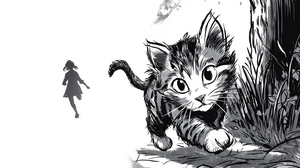 Woman And Kitten Running Vinyl Car Decal Sticker – Waterproof & UV-Resistant 5.4