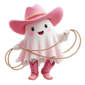 Playful Ghost Cowgirl Vinyl Car Decal Sticker – Waterproof & UV-Resistant 3.4133333333333336"