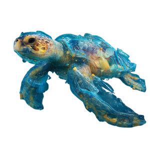 Plastic-Wrapped Sea Turtle Vinyl Car Decal Sticker – Waterproof & UV-Resistant 6.826666666666667"