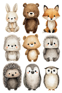 Woodland Baby Animals V2 Vinyl Car Decal Sticker – Waterproof & UV-Resistant 8.96"