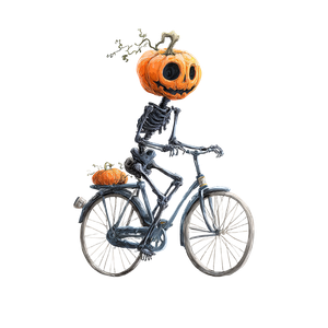 Skeleton Pumpkin Cyclist Vinyl Car Decal Sticker – Waterproof & UV-Resistant 3.4133333333333336"