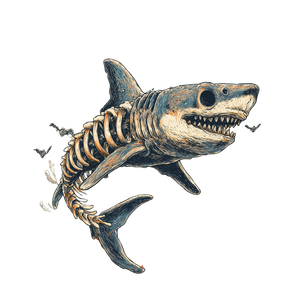 Skeleton Shark Halloween Vinyl Car Decal Sticker – Waterproof & UV-Resistant 6.826666666666667"