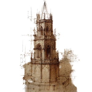 Gothic Tower Sketch Vinyl Car Decal Sticker – Waterproof & UV-Resistant 3.4133333333333336"