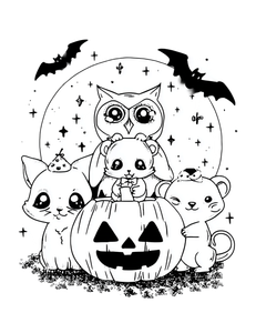 Halloween Animal Friends V2 Vinyl Car Decal Sticker – Waterproof & UV-Resistant 8.32"