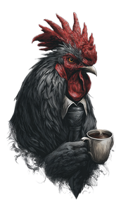 Rooster With Coffee Vinyl Car Decal Sticker – Waterproof & UV-Resistant 9.49333333333333