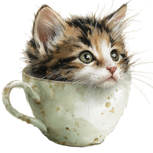 Kitten In Mug Vinyl Car Decal Sticker – Waterproof & UV-Resistant 3.4133333333333336"