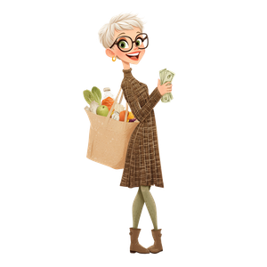 Woman With Groceries V2 Vinyl Car Decal Sticker – Waterproof & UV-Resistant 3.4133333333333336"