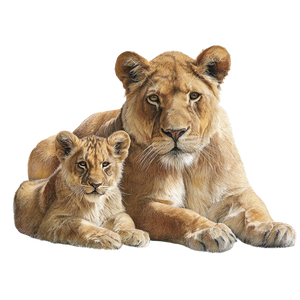 Lion With Cub V3 Vinyl Car Decal Sticker – Waterproof & UV-Resistant 3.4133333333333336"