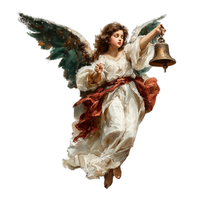 Angel Holding Bell Vinyl Car Decal Sticker – Waterproof & UV-Resistant 3.4133333333333336"