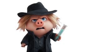 Pig Detective Character Vinyl Car Decal Sticker – Waterproof & UV-Resistant 2.72"