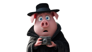 Detective Pig Surprised Vinyl Car Decal Sticker – Waterproof & UV-Resistant 2.72"