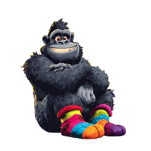 Smiling Gorilla Socks Vinyl Car Decal Sticker – Waterproof & UV-Resistant 6.826666666666667"
