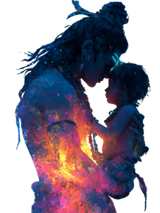 Shiva Holding Child Vinyl Car Decal Sticker – Waterproof & UV-Resistant 8.213333333333333"