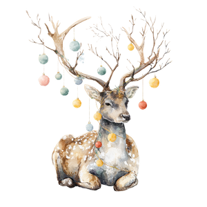 Deer With Decorated Antlers Vinyl Car Decal Sticker – Waterproof & UV-Resistant 3.4133333333333336"