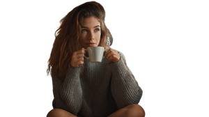 Girl With Coffee V14 Vinyl Car Decal Sticker – Waterproof & UV-Resistant 2.72"