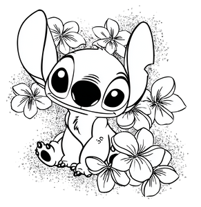 Stitch With Plumerias Vinyl Car Decal Sticker – Waterproof & UV-Resistant 3.52"