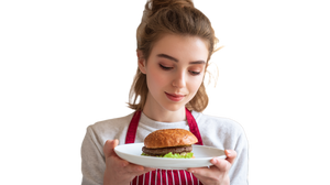 Nordic Girl With Hamburger V2 Vinyl Car Decal Sticker – Waterproof & UV-Resistant 2.72"